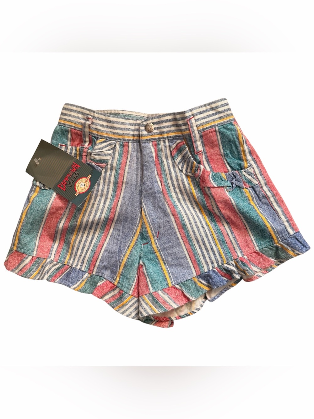 Vintage 80s Camp Town Club Striped High Waist Shorts NWT Size 7/8 Retro Beach